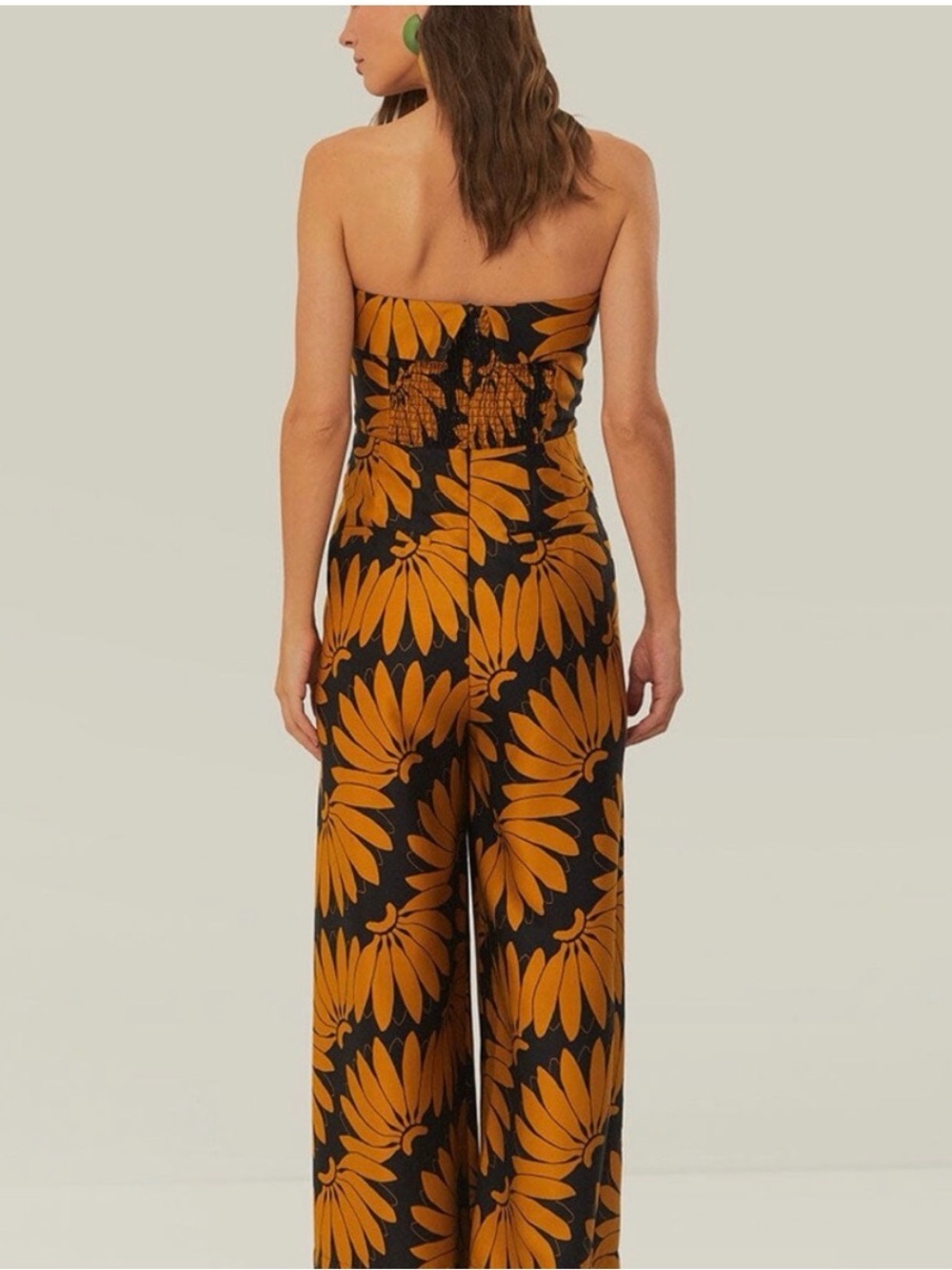 FARM Rio Strapless Black and Mustard Jumpsuit - Picture 2 of 10